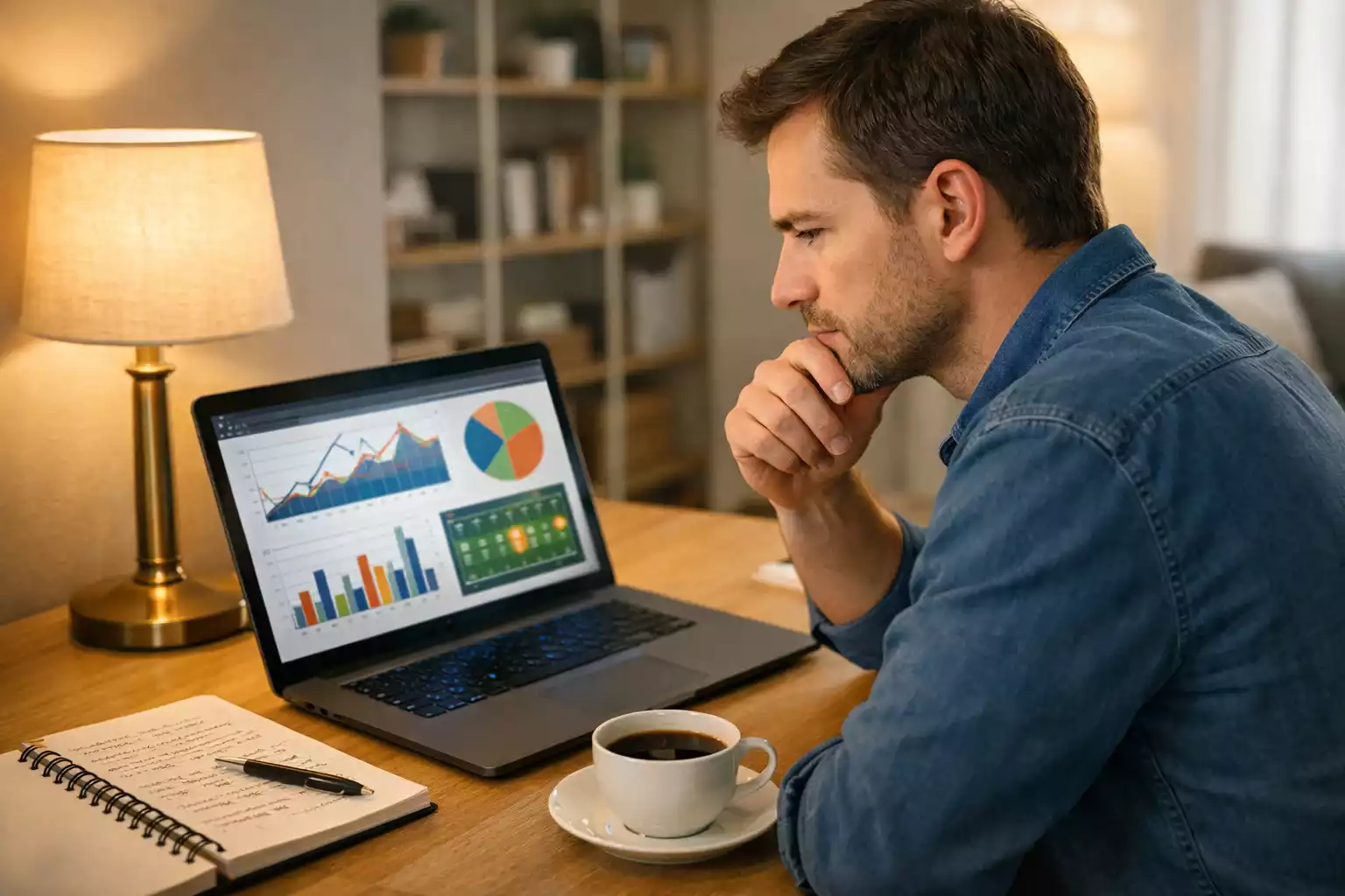 Person analysiert Sportwetten-Statistiken auf einem Laptop